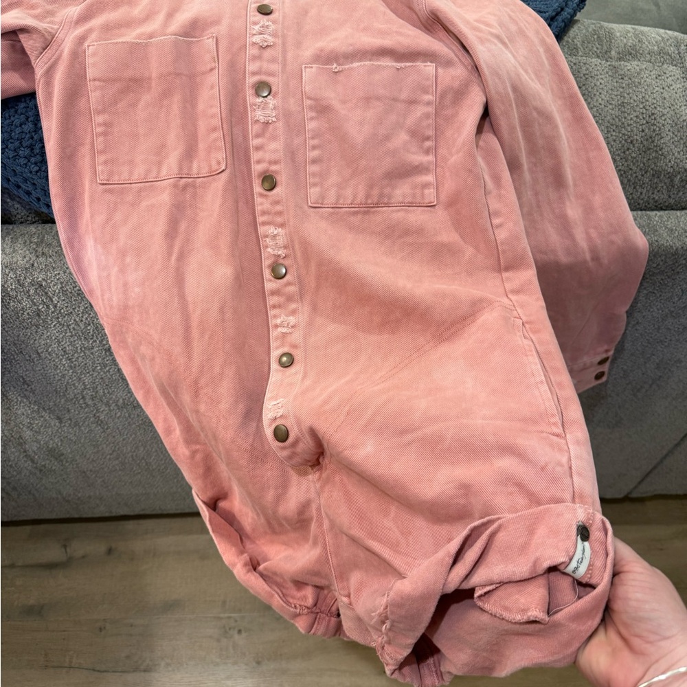 One Teaspoon Pink Button-Front Romper